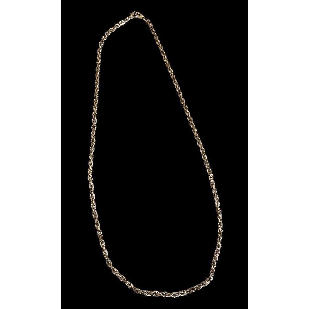 Vintage 14k GP Necklace White Stamped Rope Chain‎ 22"